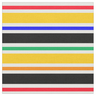 Yellow Black Multi-coloured Stripes Pattern Textil Fabric