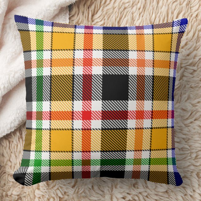 Yellow Black Multicolour Flannel Plaid Tartan Cushion (Creator Uploaded)
