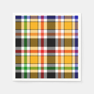 Yellow Black Multicolour Flannel Plaid Tartan Napkin