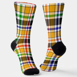Yellow Black Multicolour Flannel Plaid Tartan Socks
