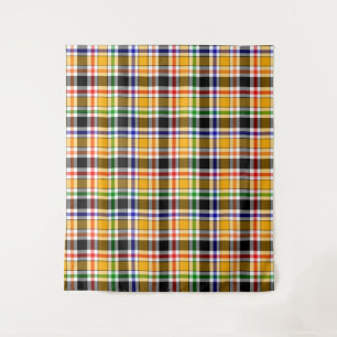 Yellow Black Multicolour Flannel Plaid Tartan Tapestry