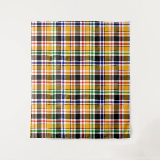 Yellow Black Multicolour Flannel Plaid Tartan Tapestry (Front)