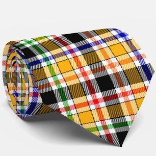 Yellow Black Multicolour Flannel Plaid Tartan Tie