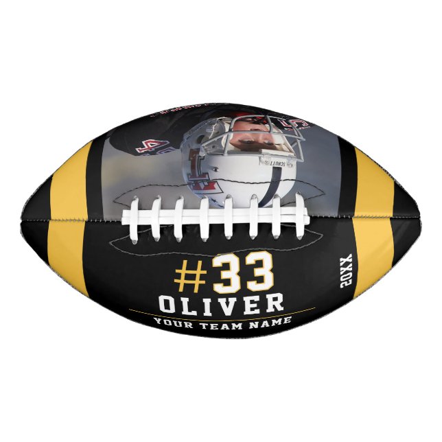 Yellow Black Name Number Team Photo Football (Front)