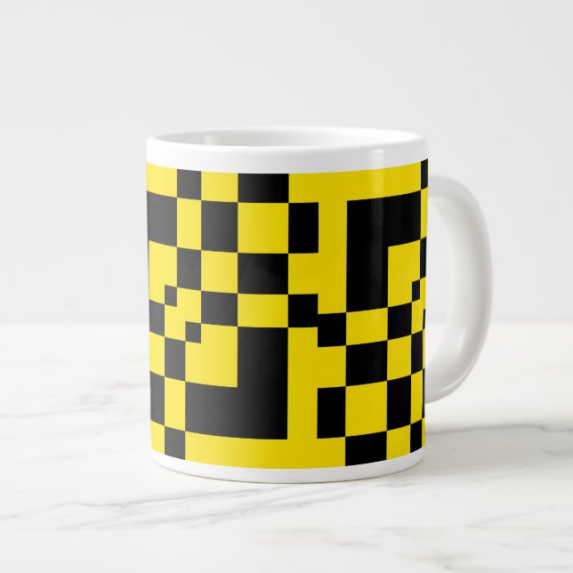 yellow black not chess table large coffee mug (Front Right)