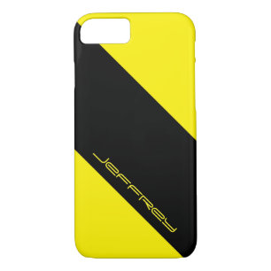 Yellow & Black, One Stripe, Name, Minimalist iPhone 8/7 Case