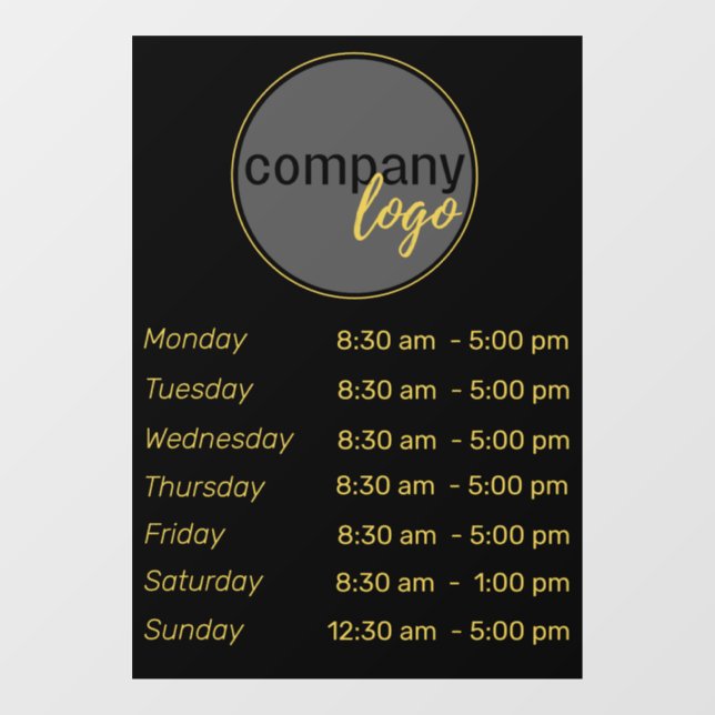YELLOW BLACK OPENING TIMES HOURS BUSINESS LOGO (Sheet)