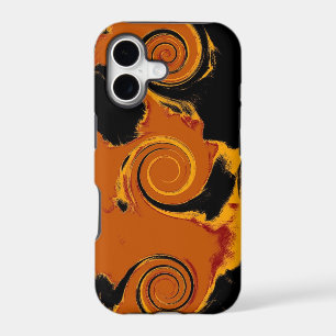 Yellow, Black, Orange Fire Swirl Fine Art