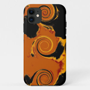 Yellow, Black, Orange Fire Swirl Fine Art iPhone 11 Case