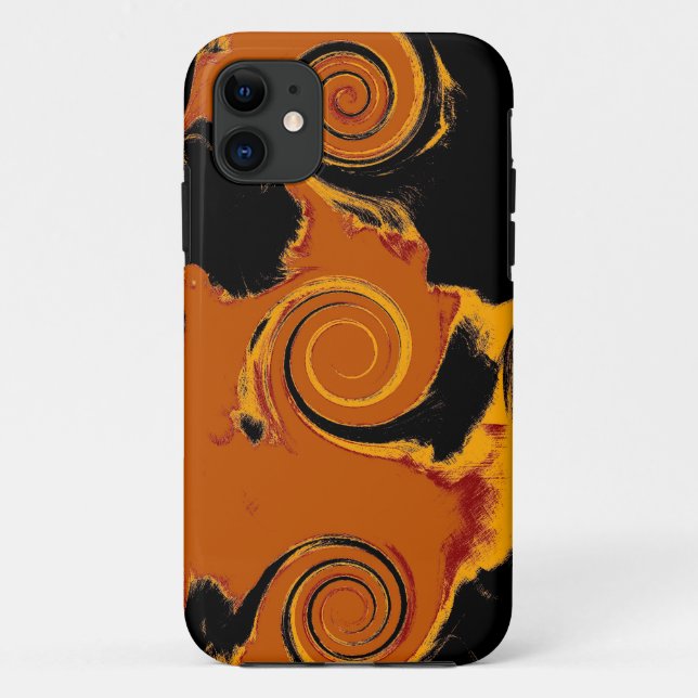 Yellow, Black, Orange Fire Swirl Fine Art Case-Mate iPhone Case (Back)