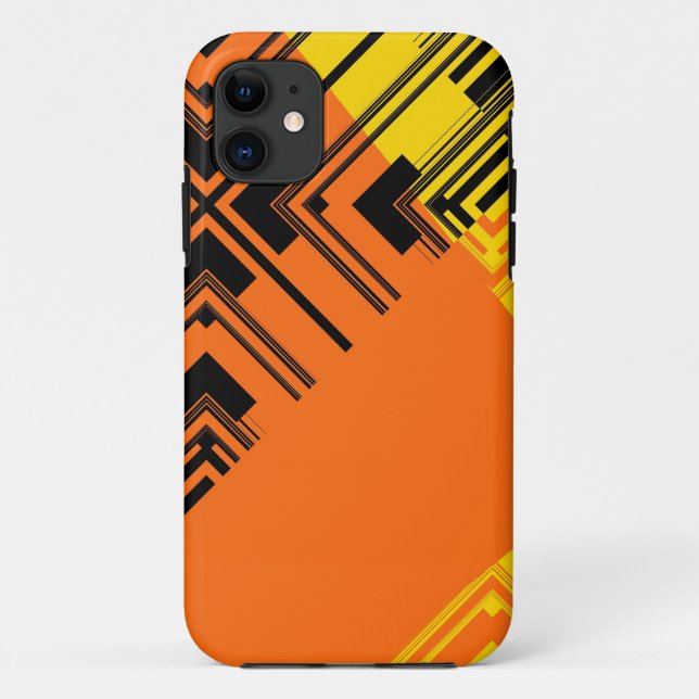 Yellow Black Orange Pattern Retro Art Design Case-Mate iPhone Case (Back)