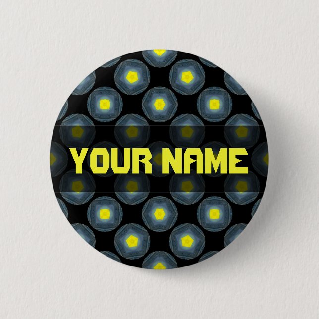 yellow black pattern 6 cm round badge (Front)
