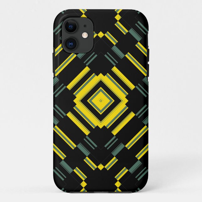 Yellow Black Pattern Retro Art Design 2 Case-Mate iPhone Case (Back)