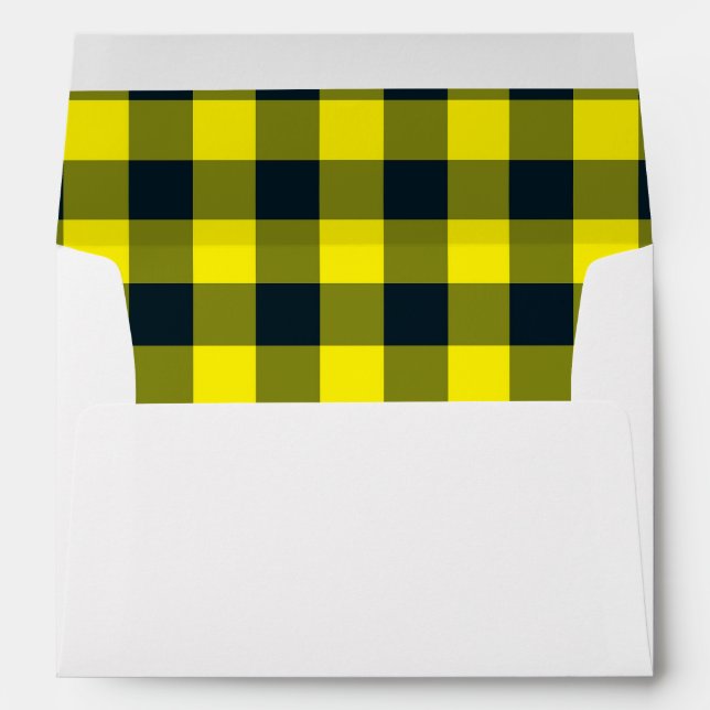 Yellow Black Plaid Chequered Pattern Envelope (Back (Bottom))