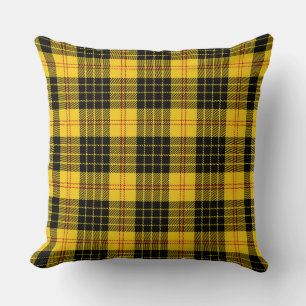 Yellow Black Plaid Decorator Throw Pillow