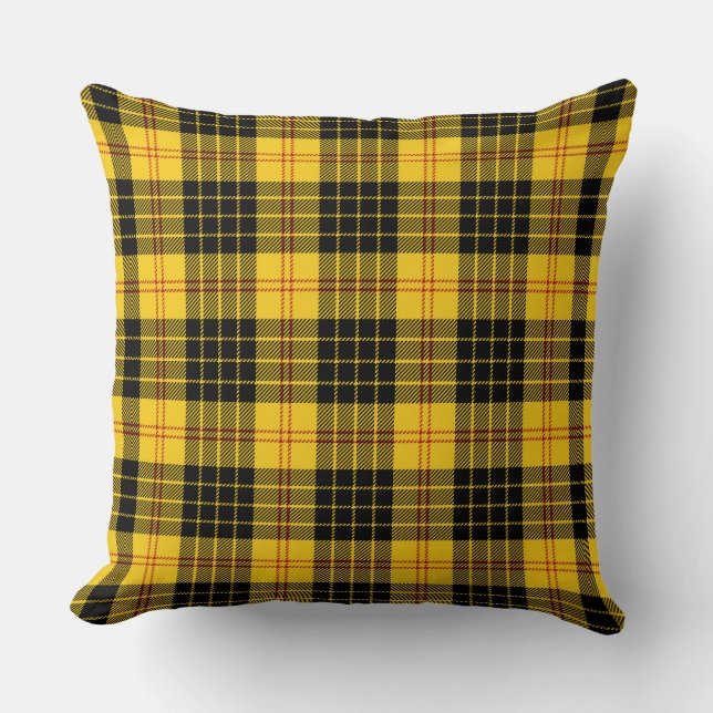 Yellow Black Plaid Decorator Throw Pillow (Front)