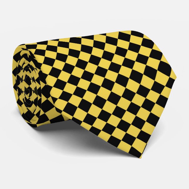 Yellow & Black Plaid Elegant Neck Tie (Rolled)