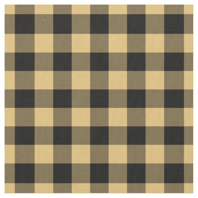 Yellow & Black Plaid Gingham Fabric (Close Up)