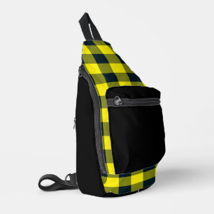 Yellow Black Plaid Pattern Sling Bag