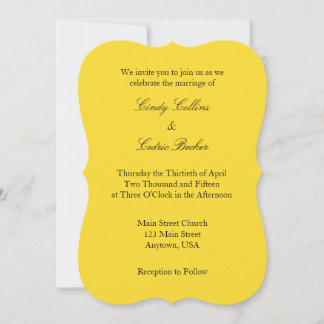 Yellow Black Plain Simple Wedding Invitation