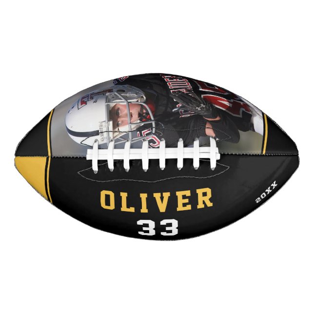 Yellow Black Player's Name Number Photo  Football (Front)