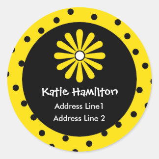 Yellow & Black Polka Dot Address Labels