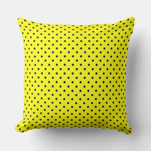Yellow black polka dot cushion