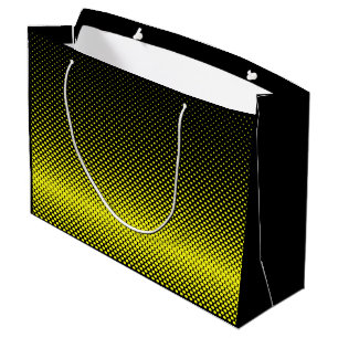 Yellow Black Polka Dot Halftone Background Large Gift Bag