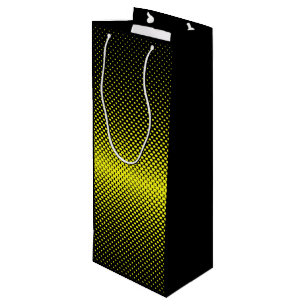 Yellow Black Polka Dot Halftone Background Wine Gift Bag