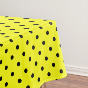 Yellow black polka dot tablecloth