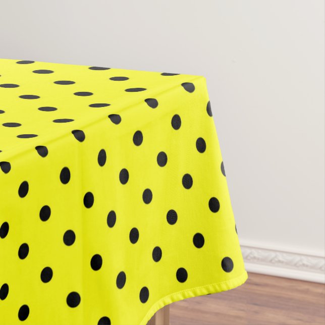 Yellow black polka dot tablecloth (In Situ)