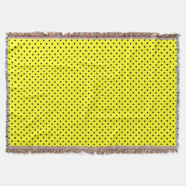 Yellow black polka dot throw blanket (Front)