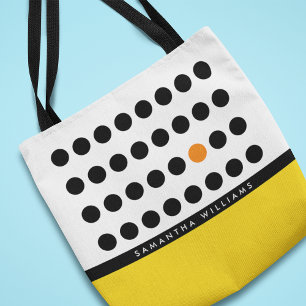 Yellow Black Polka Dots Personalised Tote Bag