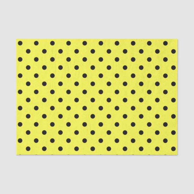 Yellow & Black Polka Dots Tissue Paper (Front)