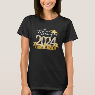 Yellow Black Proud Mum Of A 2024 Graduate Decorati T-Shirt