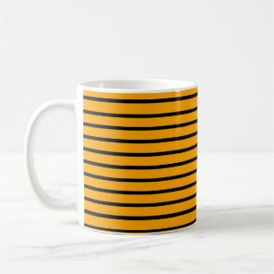 Yellow Black Retro Stripe Pattern Coffee Mug