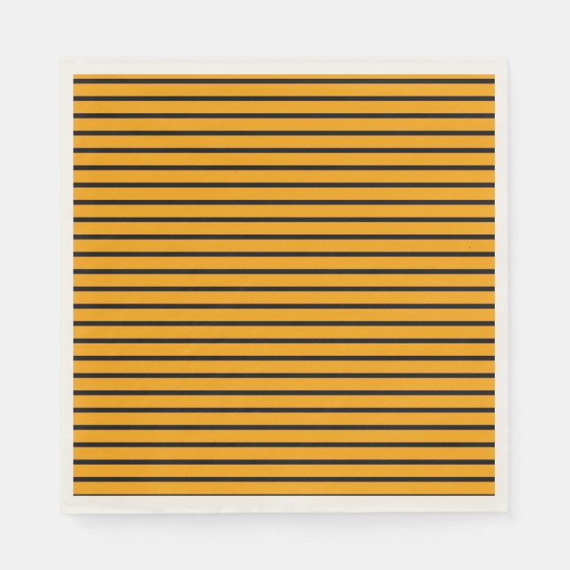 Yellow Black Retro Stripe Pattern Napkin (Front)