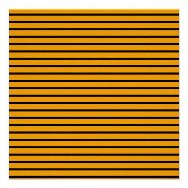Yellow Black Retro Stripe Pattern Poster (Front)