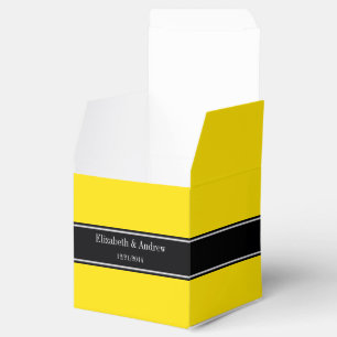 Yellow, Black Ribbon Name Monogram Favour Box