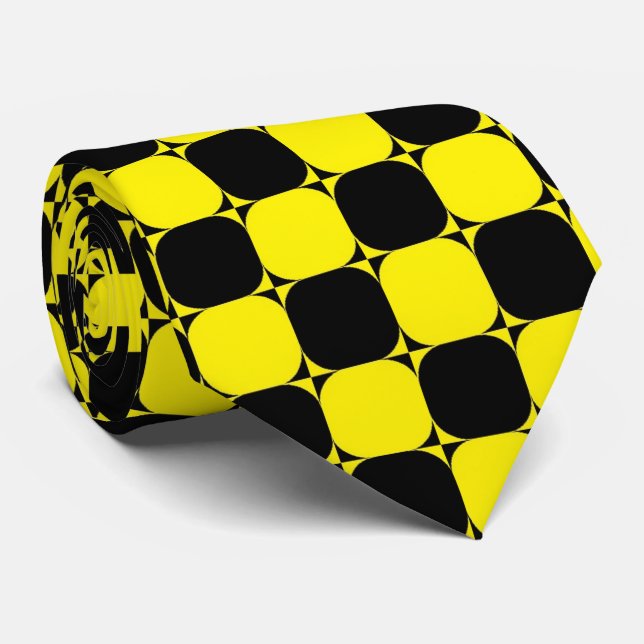 yellow black rounded squares tie (Rolled)