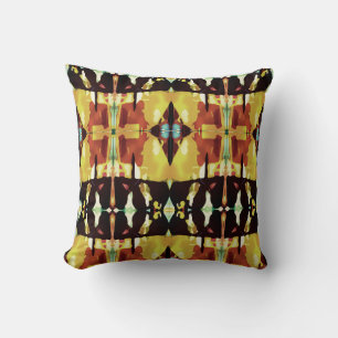 Yellow Black Rust Mediterranean Look Large Tiles Cushion