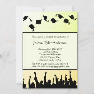 Yellow Black Silhouette Graduation Party Invite