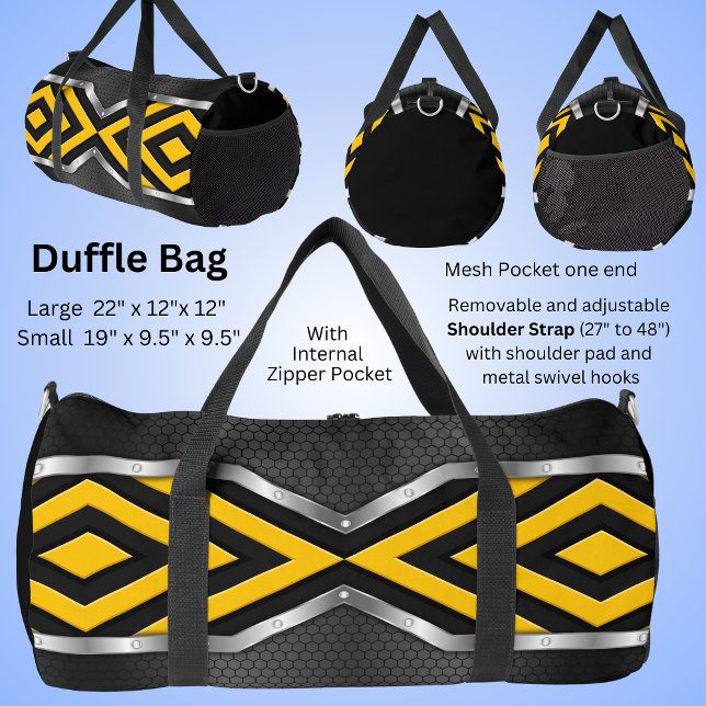 Yellow Black Silver Safety Hi-Viz Arrows Duffle Bag (Creator Uploaded)