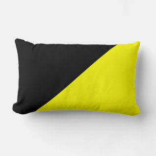 Yellow & Black Solid Colour Background Lumbar Cushion