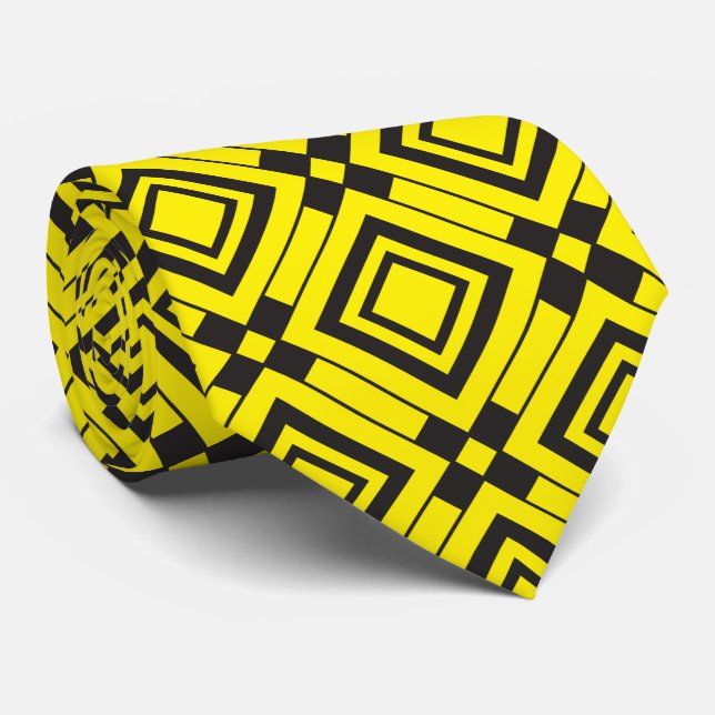 Yellow black square diamond game tie (Rolled)
