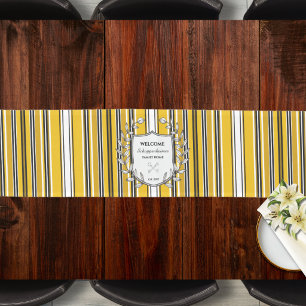 Yellow Black Stripe Family Crest Welcome Home Long Table Runner