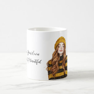 Yellow Black Stripes Redhead Female Coffee Mug
