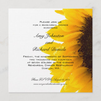 Yellow Black Sunflower Rehearsal Dinner Invitation
