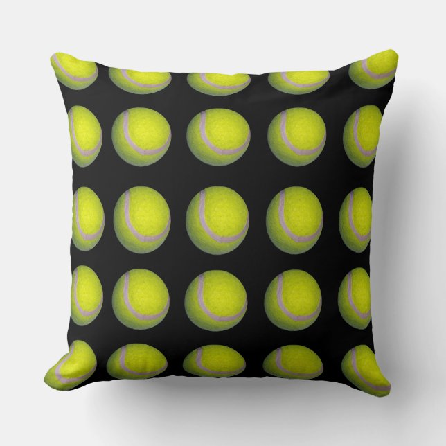 Yellow Black Tennis Ball Pattern, Cushion (Front)