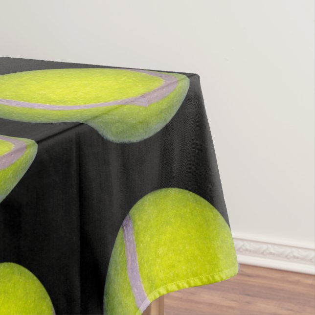 Yellow Black Tennis Ball Pattern, Tablecloth (In Situ)